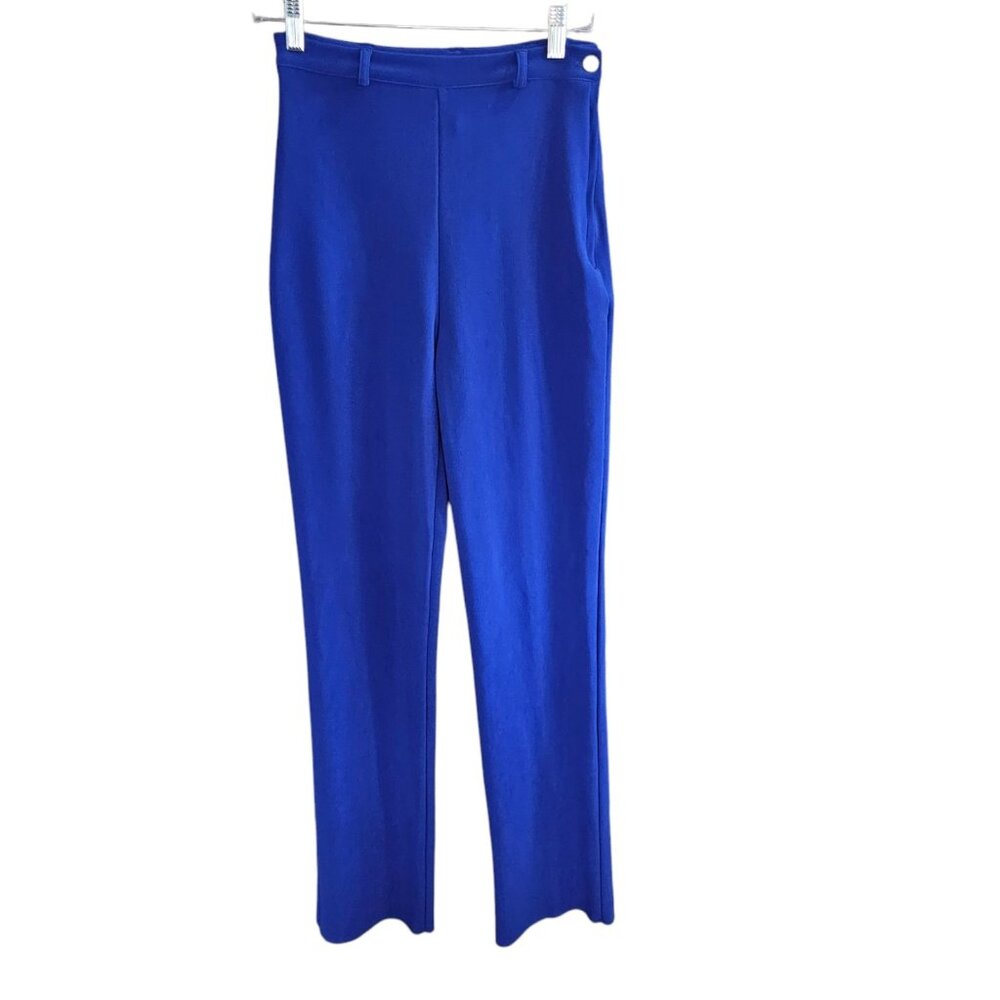 Vintage Womens Western Ranch Show Pants Cobalt Blue Slinky Knit‎ Size XS 26 X 32